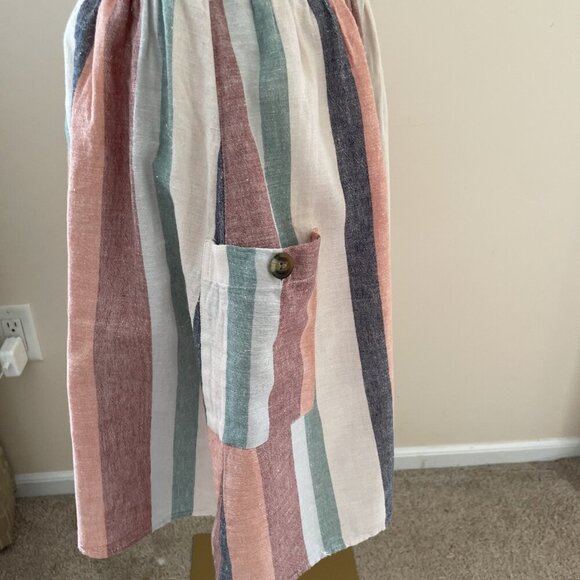 American Eagle Babydoll Halter Dress Size M Striped Empire Waist Beachy Boho - Picture 5 of 13